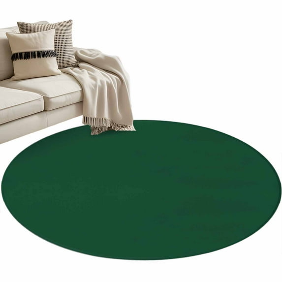 Round Area Rug-3ft Dark Hunter Green Non Slip Washable Circle Carpet Soft Large Floor Rugs for Living Room Bedroom Nursery Office