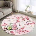 thumbnail image 1 of Round Area Rug 3ft, Easter Gnome Eggs Rabbit Non-Shedding Washable Area Rug, Butterfly Cherry Tree Branch on Pink Non Slip Low-Profile Circle Rugs for Living Room, Bedroom Dining Room, 1 of 9