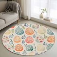 thumbnail image 1 of Round Area Rug 3ft, Easter Watercolor Egg Retro Linen Non-Shedding Washable Area Rug, Spring Gradient Leaves Non Slip Low-Profile Circle Rugs for Living Room, Bedroom Dining Room, 1 of 9