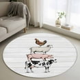thumbnail image 1 of Round Area Rug 3ft, Farm Cow Pig Sheep Rooster Non-Shedding Washable Area Rug, Country Animal on Wood Board Non Slip Low-Profile Circle Rugs for Living Room, Bedroom Dining Room, 1 of 9