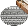 thumbnail image 1 of Round Area Rug 3ft Gray Boho Diamonds Floor Carpets Indoor Floor Area Mat Stain-Proof Mat Circle Rugs for Living Room Dining Room Kitchen Bedroom, Bohemian Tribal Zigzags Circles Sofa Throw Carpet, 1 of 9