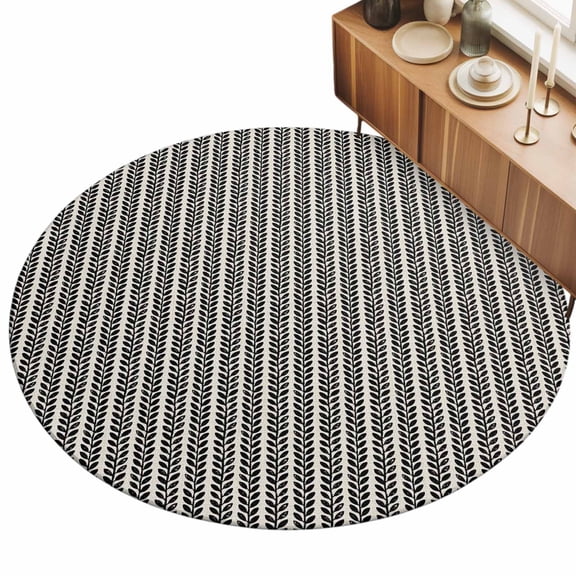 Round Area Rug 3ft Gray Pinstripes Floor Carpets Indoor Floor Area Mat Stain-Proof Mat Circle Rugs for Living Room Dining Room Kitchen Bedroom, Woven Denim Striped Sofa Throw Carpet