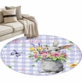 thumbnail image 1 of Round Area Rug 3ft, Happy Easter Words Non-Slip Non-Shedding Floor Mat, Cute Bunny Flowers Butterfly Washable Sturdy Carpet for Living Room Bedroom Home Decor, 1 of 9