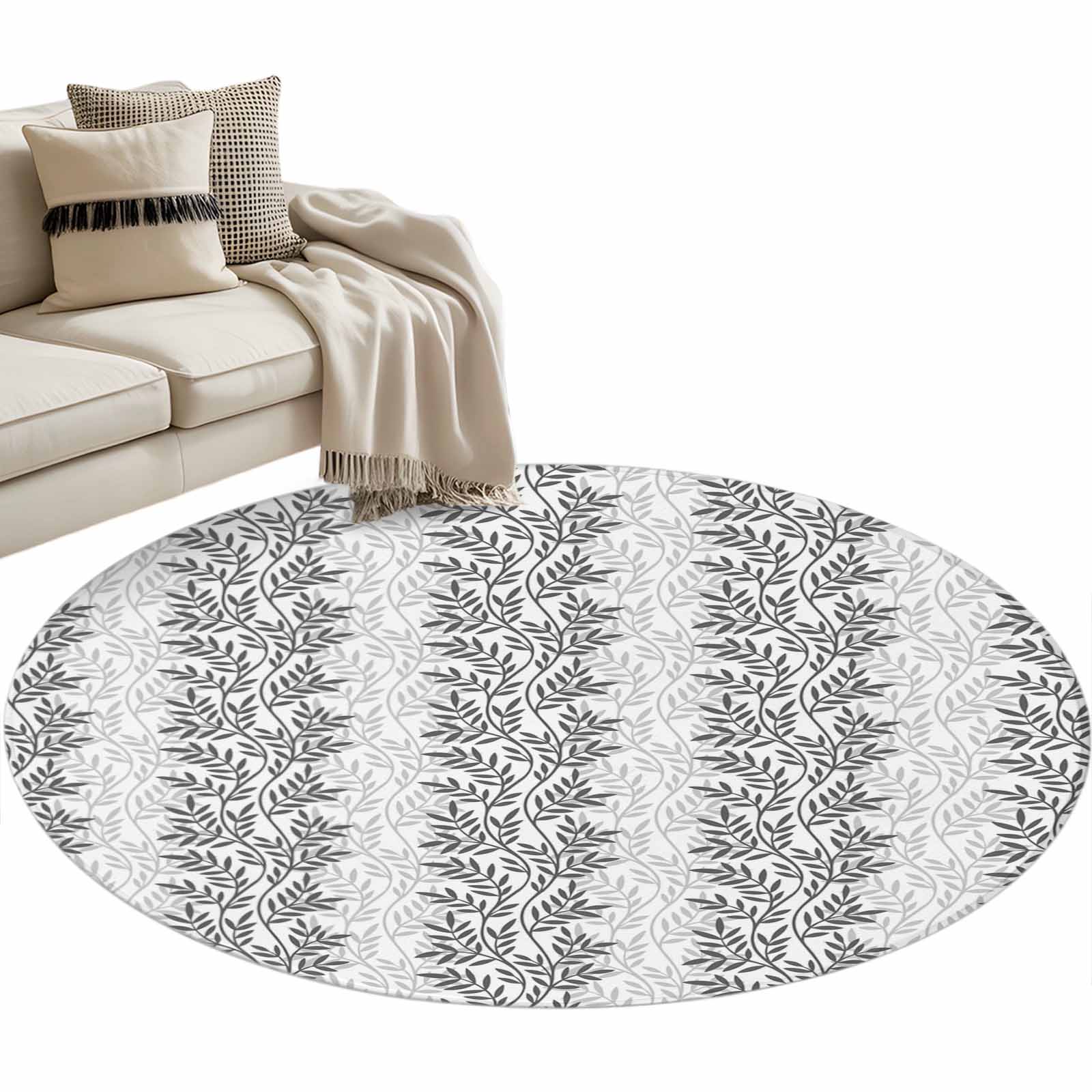 Tree Branch Rugs Round Area Rug 3ft Leaf Tree Branch Floor Carpets Indoor Floor Area Mat ...
