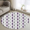 thumbnail image 1 of Round Area Rug 3ft,Mid Century Purple Stripe Ripple Washable Carpet Non-Slip Runner Accent Rugs Indoor Floor Mat for Bedroom Living Room Decor,Grey Gradient Abstract Geometric, 1 of 9