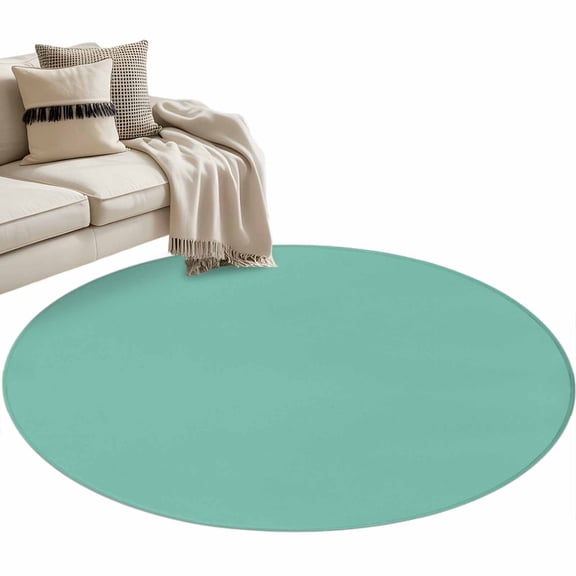 Round Area Rug 3ft Mint Green Turquoise Floor Carpets Indoor Floor Area Mat Stain-Proof Mat Circle Rugs for Living Room Dining Room Kitchen Bedroom, Solid Teal Color Sofa Throw Carpet