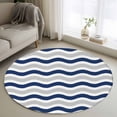 thumbnail image 1 of Round Area Rug 3ft,Navy Blue Grey Wave Washable Carpet Non-Slip Runner Accent Rugs Indoor Floor Mat for Bedroom Living Room Decor,Abstract Striped Water Ripple, 1 of 9