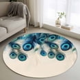 thumbnail image 1 of Round Area Rug 3ft, Peacock Feathers on Beige Non-Slip Non-Shedding Floor Mat, Abstract Pattern Washable Sturdy Carpet for Living Room Bedroom Home Decor, 1 of 9