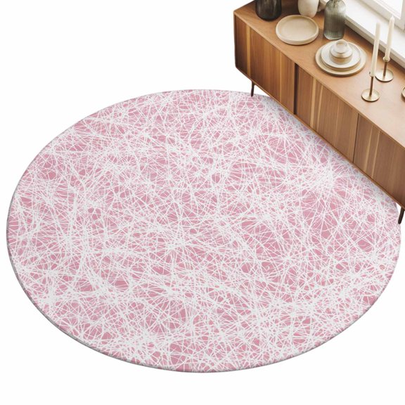 Round Area Rug 3ft Pink Fibers Cobweb Floor Carpets Indoor Floor Area Mat Stain-Proof Mat Circle Rugs for Living Room Dining Room Kitchen Bedroom, Abstract Twist Lines Sofa Throw Carpet