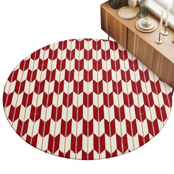 Round Area Rug 3ft Red Arrow Patterns Floor Carpets Indoor Floor Area Mat Stain-Proof Mat Circle Rugs for Living Room Dining Room Kitchen Bedroom, Abstract Geometric Lines Sofa Throw Carpet