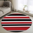 thumbnail image 1 of Round Area Rug 3ft,Red Mexican Stripe Water Ripple Washable Carpet Non-Slip Runner Accent Rugs Indoor Floor Mat for Bedroom Living Room Decor,Black White Ombre, 1 of 9