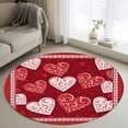 thumbnail image 1 of Round Area Rug 3ft, Retro Valentine's Day Textured Love Heart Non-Shedding Washable Area Rug, Romantic Red Non Slip Low-Profile Circle Rugs for Living Room, Bedroom Dining Room, 1 of 9