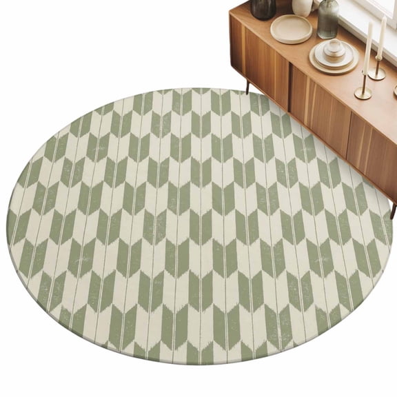 Round Area Rug 3ft Sage Arrow Patterns Floor Carpets Indoor Floor Area Mat Stain-Proof Mat Circle Rugs for Living Room Dining Room Kitchen Bedroom, Abstract Geometric Lines Sofa Throw Carpet