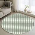 thumbnail image 1 of Round Area Rug 3ft, Sage Green Buffalo Plaid Non-slip Area Rugs for Living Room/Bedroom/Bathroom/Kitchen, Farmhouse Green White Checkered Washable Throw Floor Mat Indoor Outdoor Entrance Doormat, 1 of 9