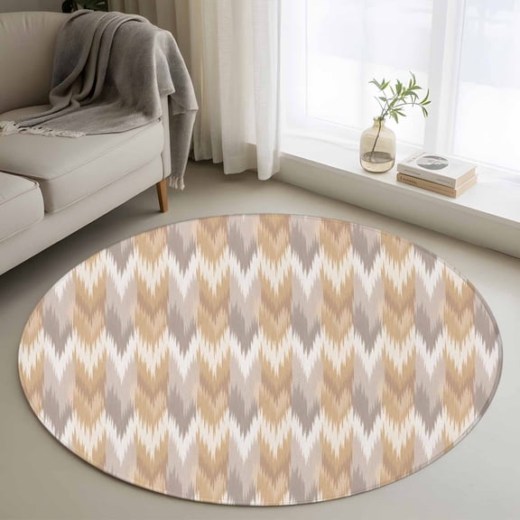 Round Area Rug 3ft, Southwest Ethnic Group Pattern Non-Slip Non-Shedding Floor Mat, Abstract Geometric Art Washable Sturdy Carpet for Living Room Bedroom Home Decor