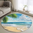 thumbnail image 1 of Round Area Rug 3ft, Summer Beach Non-slip Area Rugs for Living Room/Bedroom/Bathroom/Kitchen, Coastal Ocean Tropical Palm Trees Washable Throw Floor Mat Indoor Outdoor Entrance Doormat, 1 of 9