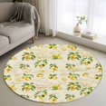 thumbnail image 1 of Round Area Rug 3ft,Summer Farm Lemon Washable Carpet Non-Slip Runner Accent Rugs Indoor Floor Mat for Bedroom Living Room Decor,Vintage Country Fruit on Newspaper, 1 of 9