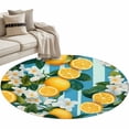 thumbnail image 1 of Round Area Rug-3ft Summer Lemon Flowers Non Slip Washable Circle Carpet Soft Large Floor Rugs for Living Room Bedroom Nursery Office, 1 of 9