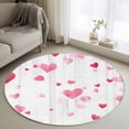 thumbnail image 1 of Round Area Rug 3ft, Valentine's Day Pink Love on White Non-Shedding Washable Area Rug, Romance Dream Non Slip Low-Profile Circle Rugs for Living Room, Bedroom Dining Room, 1 of 9