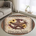 thumbnail image 1 of Round Area Rug 3ft,Vintage Farmhouse Country Star Washable Carpet Non-Slip Runner Accent Rugs Indoor Floor Mat for Bedroom Living Room Decor,Retro Brown Stars Sunflower, 1 of 9