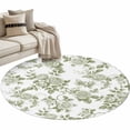 thumbnail image 1 of Round Area Rug-3ft Vintage Green Rose Flowers Non Slip Washable Circle Carpet Soft Large Floor Rugs for Living Room Bedroom Nursery Office, 1 of 9