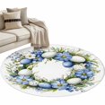 thumbnail image 1 of Round Area Rug 3ft, Watercolor Colorful Easter Egg Flower on White Non-Slip Non-Shedding Floor Mat, Spring Leaves Washable Sturdy Carpet for Living Room Bedroom Home Decor, 1 of 9