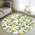 thumbnail image 1 of Round Area Rug 3ft, Watercolor Lemon Green Leaves Non-Slip Non-Shedding Floor Mat, Garden Flower Seamless Washable Sturdy Carpet for Living Room Bedroom Home Decor, 1 of 9