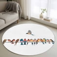 thumbnail image 1 of Round Area Rug 3ft, Watercolor Row Of Birds on White Non-Shedding Washable Area Rug, Vintage Branch Non Slip Low-Profile Circle Rugs for Living Room, Bedroom Dining Room, 1 of 9