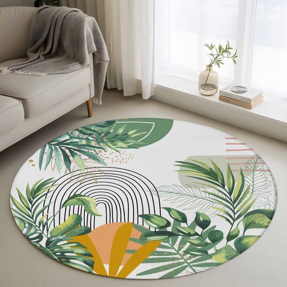 Round Area Rug 3ft,Watercolor Turtle Backwood Washable Carpet Non-Slip Runner Accent Rugs Indoor Floor Mat for Bedroom Living Room Decor,Bohemian Art Pink Line