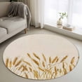 thumbnail image 1 of Round Area Rug 3ft, Watercolor Wheat Farm Grain on Flax Non-Shedding Washable Area Rug, Farmhouse Retro Cereal Plant Non Slip Low-Profile Circle Rugs for Living Room, Bedroom Dining Room, 1 of 9