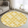 thumbnail image 1 of Round Area Rug 3ft, Yellow Bohemian Geometric Texture Non-Slip Non-Shedding Floor Mat, Abstract Moroccan Pattern Washable Sturdy Carpet for Living Room Bedroom Home Decor, 1 of 9