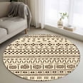 thumbnail image 1 of Round Area Rug 4 Ft, Abstract Boho Washable Non-Slip Circle Carpet for Living Room/Bedroom, Modern African Ethnic Geometric Beige Low-Profile Crawling Mats Collection Rugs for Indoor, 1 of 7