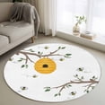 thumbnail image 1 of Round Area Rug 4 Ft, Bees Branches Washable Non-Slip Circle Carpet for Living Room/Bedroom, Farmhouse Spring Botanical Watercolor Low-Profile Crawling Mats Collection Rugs for Indoor, 1 of 7