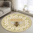 thumbnail image 1 of Round Area Rug 4 Ft, Bees Washable Non-Slip Circle Carpet for Living Room/Bedroom, Daisy Flowers Spring Summer Honey Floral Leaf Plant Low-Profile Crawling Mats Collection Rugs for Indoor, 1 of 8