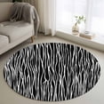 thumbnail image 1 of Round Area Rug 4 Ft, Black Striped Washable Non-Slip Circle Carpet for Living Room/Bedroom, Retro Wave Lines Texture Simple Low-Profile Crawling Mats Collection Rugs for Indoor, 1 of 8