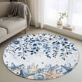 thumbnail image 1 of Round Area Rug 4 Ft, Blue Coastal Starfish Washable Non-Slip Circle Carpet for Living Room/Bedroom, Beach Nautical Shell Eucalyptus Ocean Low-Profile Crawling Mats Collection Rugs for Indoor, 1 of 8