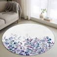 thumbnail image 1 of Round Area Rug 4 Ft, Blue Purple Leaves Washable Non-Slip Circle Carpet for Living Room/Bedroom, Summer Botanical Eucalyptus Leaves Low-Profile Crawling Mats Collection Rugs for Indoor, 1 of 7