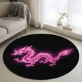thumbnail image 1 of Round Area Rug 4 Ft, Dragon Flames Washable Non-Slip Circle Carpet for Living Room/Bedroom, Purple Dragons Abstract Modern Art Low-Profile Crawling Mats Collection Rugs for Indoor, 1 of 8