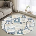 thumbnail image 1 of Round Area Rug 4 Ft, Eiffel Tower Washable Non-Slip Circle Carpet for Living Room/Bedroom, European Architectural Retro Hand-Painted Low-Profile Crawling Mats Collection Rugs for Indoor, 1 of 8