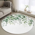 thumbnail image 1 of Round Area Rug 4 Ft, Green Leaves Washable Non-Slip Circle Carpet for Living Room/Bedroom, Summer Botanical Low-Profile Crawling Mats Collection Rugs for Indoor, 1 of 8