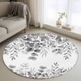 thumbnail image 1 of Round Area Rug 4 Ft, Grey Eucalyptus Leaves Washable Non-Slip Circle Carpet for Living Room/Bedroom, Spring Summer Botanical Low-Profile Crawling Mats Collection Rugs for Indoor, 1 of 7