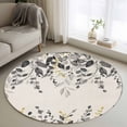 thumbnail image 1 of Round Area Rug 4 Ft, Grey Eucalyptus Washable Non-Slip Circle Carpet for Living Room/Bedroom, Farmhouse Weeping Leaves on Linen Low-Profile Crawling Mats Collection Rugs for Indoor, 1 of 8