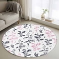 thumbnail image 1 of Round Area Rug 4 Ft, Grey Pink Botanical Washable Non-Slip Circle Carpet for Living Room/Bedroom, Watercolor Spring Floral Summer Leaf Low-Profile Crawling Mats Collection Rugs for Indoor, 1 of 8