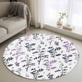 thumbnail image 1 of Round Area Rug 4 Ft, Grey Purple Botanical Washable Non-Slip Circle Carpet for Living Room/Bedroom, Watercolor Spring Floral Summer Leaf Low-Profile Crawling Mats Collection Rugs for Indoor, 1 of 8