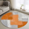 thumbnail image 1 of Round Area Rug 4 Ft, Orange Abstract Washable Non-Slip Circle Carpet for Living Room/Bedroom, Grey Geometric Oil Painting Vintage Gradient Low-Profile Crawling Mats Collection Rugs for Indoor, 1 of 8