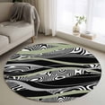 thumbnail image 1 of Round Area Rug 4 Ft, Sage Green Black Stripes Washable Non-Slip Circle Carpet for Living Room/Bedroom, Grey Abstract Gradient Striped Low-Profile Crawling Mats Collection Rugs for Indoor, 1 of 7
