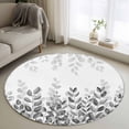 thumbnail image 1 of Round Area Rug 4 Ft, Spring Gray Eucalyptus Washable Non-Slip Circle Carpet for Living Room/Bedroom, Summer Botanical Leaf Country Low-Profile Crawling Mats Collection Rugs for Indoor, 1 of 7