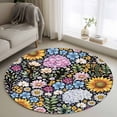 thumbnail image 1 of Round Area Rug 4 Ft, Sunflower Washable Non-Slip Circle Carpet for Living Room/Bedroom, Colorful Flowers Summer Botanical Low-Profile Crawling Mats Collection Rugs for Indoor, 1 of 7