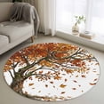 thumbnail image 1 of Round Area Rug 4 Ft, Tree Fall Washable Non-Slip Circle Carpet for Living Room/Bedroom, Autumn Leaves Branches Watercolor Botanical Elegant Low-Profile Crawling Mats Collection Rugs for Indoor, 1 of 8