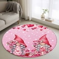 thumbnail image 1 of Round Area Rug 4 Ft, Valentine's Day Washable Non-Slip Circle Carpet for Living Room/Bedroom, Ombre Pink Gnomes Love Roses Romantic Low-Profile Crawling Mats Collection Rugs for Indoor, 1 of 7